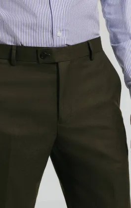 Dark Green Twill Suit Trousers