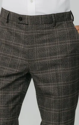 Brown Check Suit Trousers