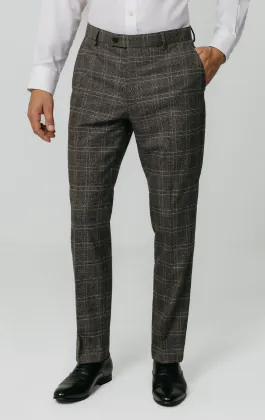 Brown Check Suit Trousers