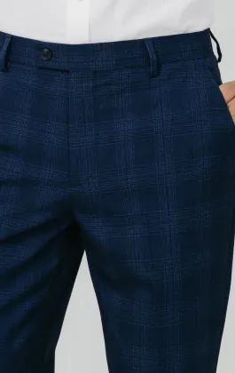 Royal Blue Shadow Check Suit Trousers