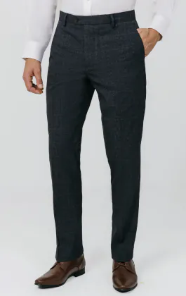Navy with Rust Check Suit Trousers