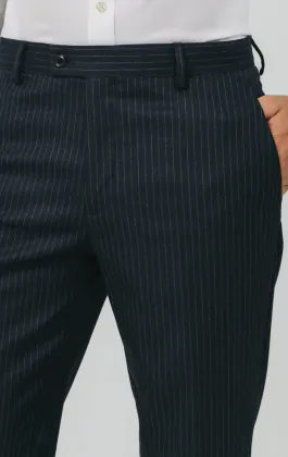 Navy Chalkstripe Suit Trousers