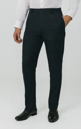 Navy Chalkstripe Suit Trousers