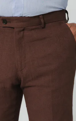 Mocha Linen Suit Trousers