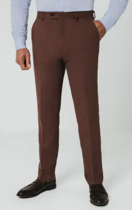 Mocha Linen Suit Trousers