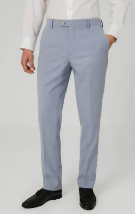 Light Blue Hopsack Suit Trousers