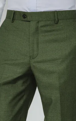 Pine Green Textured Weave Suit Trousers