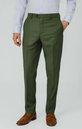 Pine Green Textured Weave Suit Trousers