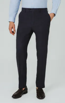 Navy Pure Linen Linen Suit Trousers