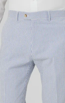 Blue & White Seersucker Suit Trousers