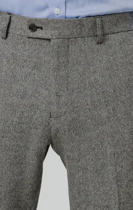 Grey Twill Tweed Suit Trousers