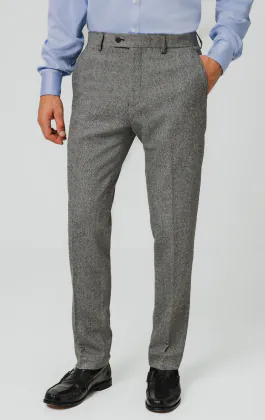 Grey Twill Tweed Suit Trousers