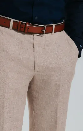 Sand Linen Suit Trousers