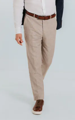 Sand Linen Suit Trousers