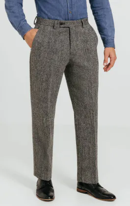 Harris Tweed Grey Herringbone Suit Trousers