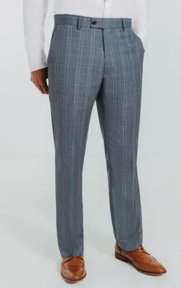 Light Blue Check Suit Trousers