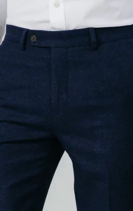 Dobell Navy Donegal Tweed Trousers