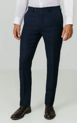Dobell Navy Donegal Tweed Trousers
