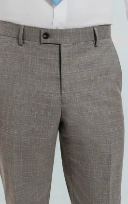 Light Grey Check Suit Trousers