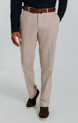 Sand Linen Slim Fit Suit Trousers