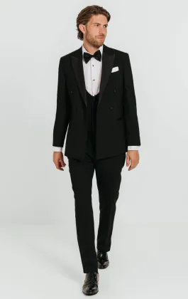 Black Double Breasted 3 Piece Tuxedo