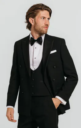 Black Double Breasted 3 Piece Tuxedo