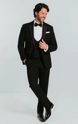 Black 3 Piece Tuxedo with Notch Lapel