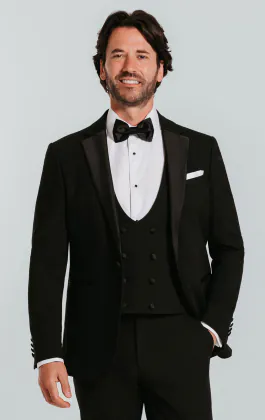 Black 3 Piece Slim-Fit Tuxedo with Notch Lapel