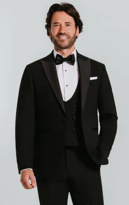 Black 3 Piece Tuxedo with Peak Lapel