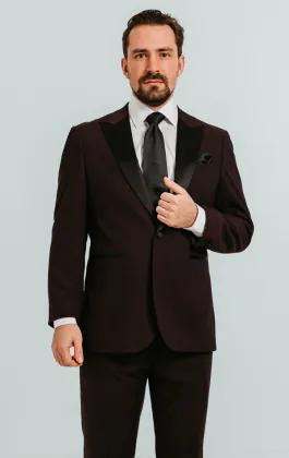 Burgundy Tuxedo with Peak Lapel