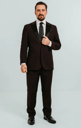 Burgundy Tuxedo with Peak Lapel