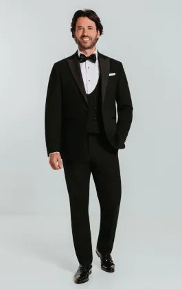 Black Slim-Fit 3 Piece Tuxedo with Peak Lapel