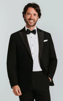 Black Slim-Fit Tuxedo with Peak Lapel