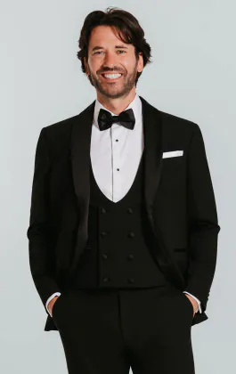 Black 3 Piece Tuxedo with Shawl Lapel