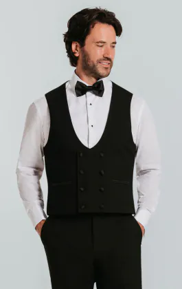 Black Double Breasted Tuxedo Vest