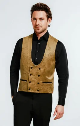 Gold Paisley Velvet Tuxedo Jacket | Dobell