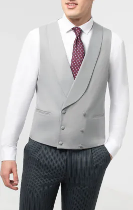 Dove Grey Double Breasted Shawl Lapel Morning Suit Vest