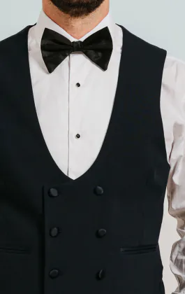 Navy Double Breasted Tuxedo Vest