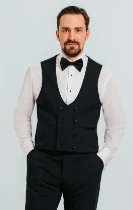 Navy Double Breasted Tuxedo Vest