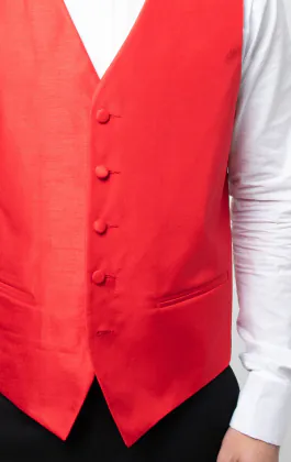 Crimson Red Dupion Vest
