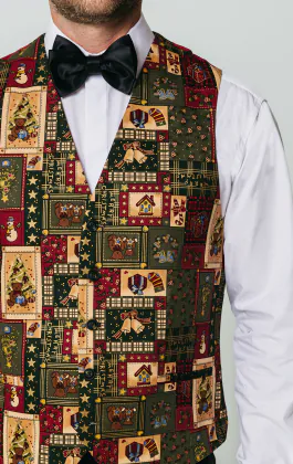 Green Vintage Christmas Print Vest - Limited Edition