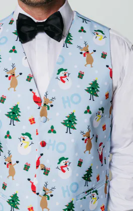 Festive Pale Blue Snowy Christmas Vest