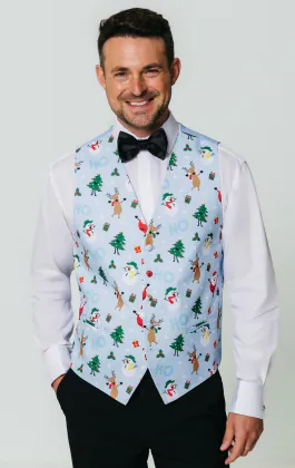 Festive Pale Blue Snowy Christmas Vest