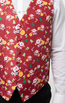 Happy Santa Claus Red Christmas Vest