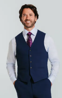 Blue Slim Fit Vest