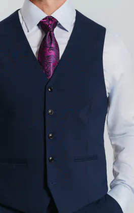 Blue Slim Fit Vest