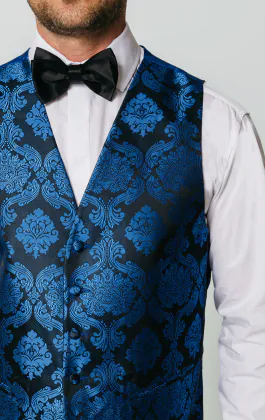 Blue Victorian Jacquard Vest