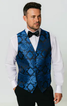 Blue Victorian Jacquard Vest