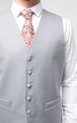 Luxury 100% Wool Dove Grey Single Breasted Morning Suit Vest