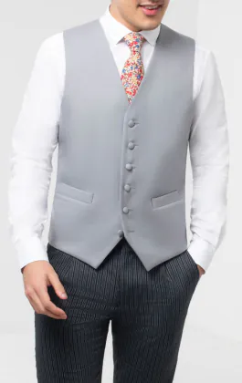 Luxury 100% Wool Dove Grey Single Breasted Morning Suit Vest